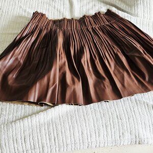 Mini Leather Pleated skirt